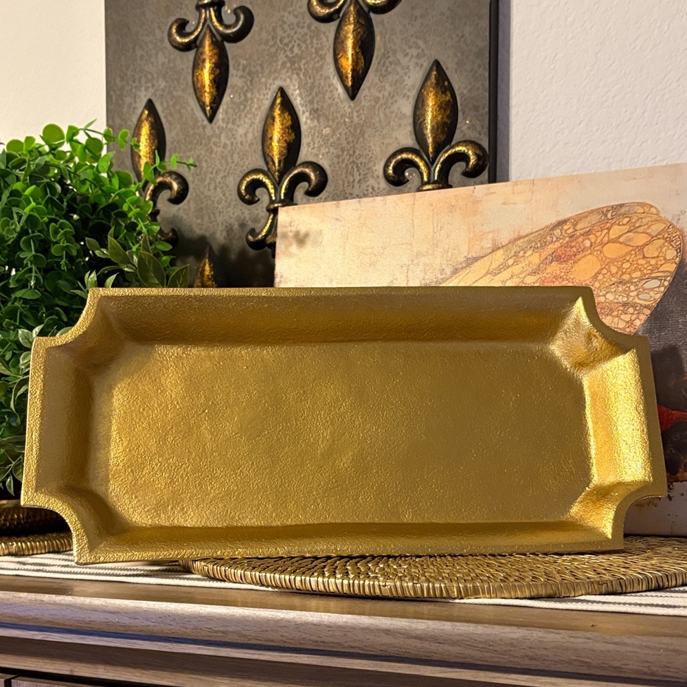 🆕BHG Gold Cast Metal Decorative Tray